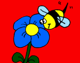 Coloring page Bee and flower painted byTIA