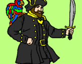 Coloring page Pirate with parrot painted byCandie