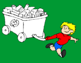 Coloring page Little boy recycling painted byJacob
