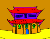 Coloring page Japanese temple painted bynicolette