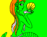 Coloring page Mermaid and pearl painted bysoledad