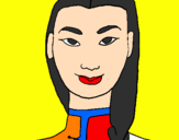 Coloring page Young Chinese woman painted bydd