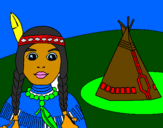 Coloring page Indian and teepee painted byRachel  Jones