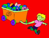 Coloring page Little boy recycling painted byLevi