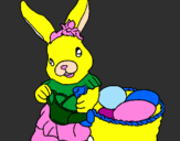 Coloring page Easter bunny with watering can painted bylana lou