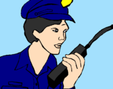 Coloring page Police officer with walkie-talkie painted bybaby