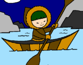 Coloring page Eskimo canoe painted byAlex