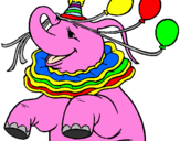Coloring page Elephant with 3 balloons painted byPinky the Happy Elephant