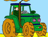 Coloring page Tractor working painted bynóra
