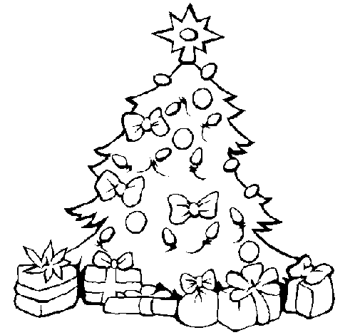 Coloring page Christmas tree painted byyuan