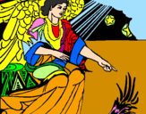 Coloring page Nativity angel painted byjesenia