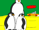Coloring page Penguin family painted bybrad