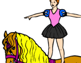 Coloring page Trapeze artist on a horse painted byaquellos ojos verdes