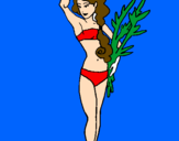 Coloring page Roman woman in bathing suit painted bysumer