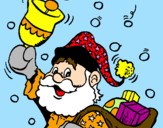Coloring page Santa Claus and his bell painted byclaudia