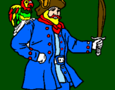 Coloring page Pirate with parrot painted byjoshua