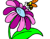 Coloring page Daisy with bee painted byHallee francis