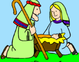 Coloring page Worshipping baby Jesus painted byreyna