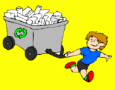 Coloring page Little boy recycling painted byEvie
