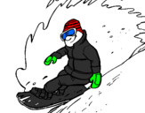 Coloring page Descent on snowboard painted byindian