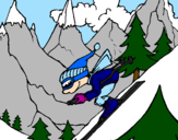 Coloring page Skier painted byWyatt