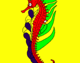 Coloring page Oriental sea horse painted byL.J.