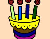 Coloring page Cake with candles painted byMarga