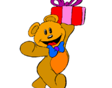 Coloring page Teddy bear with present painted bybrooklyn shearer