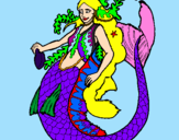 Coloring page Mermaid with long hair painted byolivia