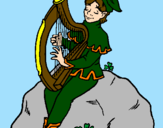 Coloring page Elf playing the harp painted byanna