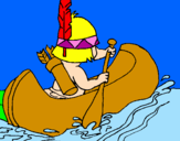 Coloring page Indian paddling painted bygarazi