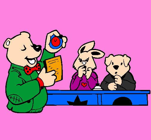 Coloring page Bear teacher and his students painted byjulia