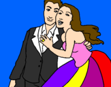 Coloring page The bride and groom painted byfran 