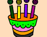 Coloring page Cake with candles painted byAsgar