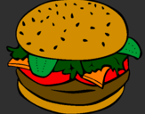 Coloring page Hamburger with everything painted bytiffany