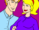 Coloring page Father and mother painted bybetty