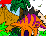 Coloring page Family of Tuojiangosaurus painted bybuddy bear