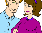 Coloring page Father and mother painted bySarah Salome Fechner