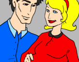 Coloring page Father and mother painted byuaemimi