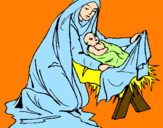 Coloring page Birth of baby Jesus painted byMarga