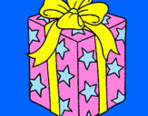 Coloring page Present wrapped in starry paper painted bydarielys