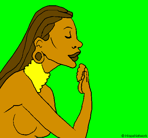 Coloring page Woman protecting her skin painted byTIA
