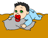 Coloring page Baby playing painted bymaria