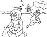 Coloring page Mayan mother and son painted bymaya