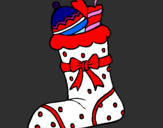 Coloring page Stocking with presents II painted bySanta