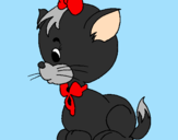Coloring page Cat with bow painted byDennisse