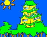 Coloring page Japanese house painted byemma
