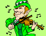 Coloring page Leprechaun playing the violin painted bychandana