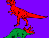 Coloring page Triceratops and Tyrannosaurus rex painted byEthan T-Rex and Tricer