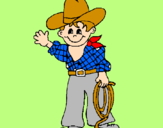 Coloring page Little cowboy painted byMarga